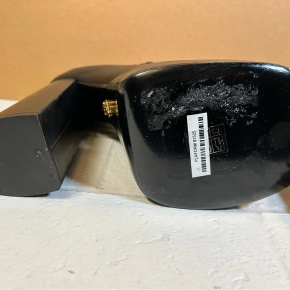 Versace Aevitas Black and Gold Platform Heels - Picture 9 of 9